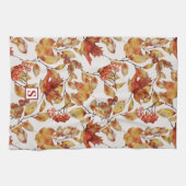 Rustikales Leaf Autumn Monogram Geschirrtuch (Horizontal)