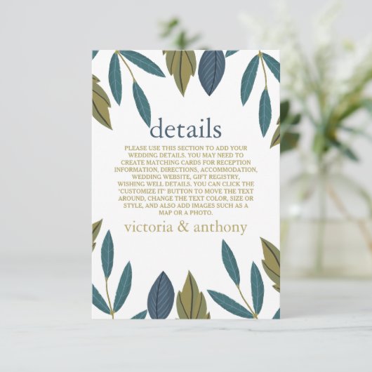 Rustikales Leaf-Blumenzettel Begleitkarte (Stehend Vorderseite)