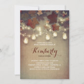 Rustikales Leaf Mason Jars Lights Fall Brautparty Einladung (Vorderseite)