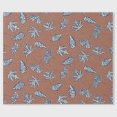 Rustikales Leaf-Silhouetten-Umschlagpapier - Marin Geschenkpapier (Flach)