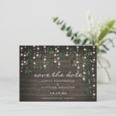 Rustikales Leaf String Lights Foto Save the Date (Stehend Vorderseite)