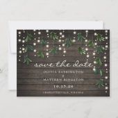 Rustikales Leaf String Lights Foto Save the Date (Vorderseite)