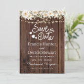 Rustikales Leaf String lights Holz Save the Date Einladung (Stehend Vorderseite)