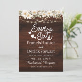 Rustikales Leaf String lights Holz Save the Date Einladung (Stehend Vorderseite)