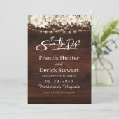 Rustikales Leaf String lights Holz Save the Date Einladung (Stehend Vorderseite)