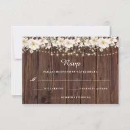 Rustikales Leaf String lights Wood Wedding RSVP
