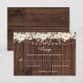 Rustikales Leaf String lights Wood Wedding RSVP Karte (Vorne/Hinten)
