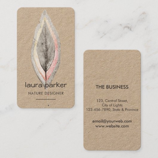 Rustikales Leaf Trockene Natur Yoga Meditation Mas Visitenkarte (Vorne/Hinten)