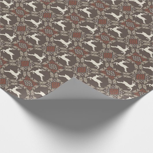 Rustikales Leaping Deer Holiday Muster Geschenkpapier (Ecke)