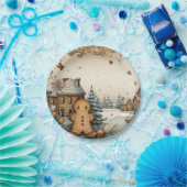 Rustikales Lebkuchendorf Pappteller (Party)