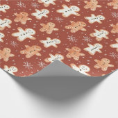 Rustikales Lebkuchenwackelpapier mit Schneeflocken Geschenkpapier (Ecke)