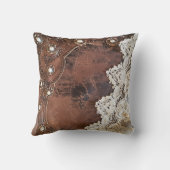Rustikales Leder, antike Spitzen und Perlen Wester Kissen (Rückseite)