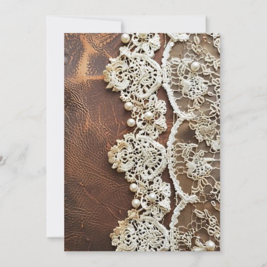 Rustikales Leder & Bridal Lace Bridal Luncheon Einladung (Rückseite)