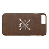 Rustikales Leder-Look Monogramm iPhone 7+ Hülle (Rückseite (Horizontal))