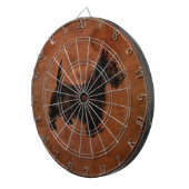 Rustikales Leder mit schottischer Terrier Illustra Dartscheibe (Vorderseite rechts)