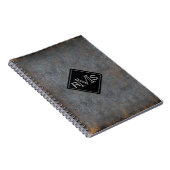 Rustikales Lederbuch-Look | Monogrammierte Initial Notizblock (Rechte Seite)