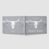 Rustikales, leicht graues, weißes Western Kuh Skul Gästebuch (Voll)