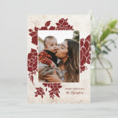Rustikales Leichtholz | Rotes Foto Feiertagskarte (Stehend Vorderseite)