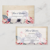 Rustikales Leichtholz Sommerblüten und Blueberries Visitenkarte (Vorne/Hinten)