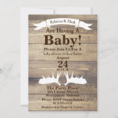 Rustikales Leichtholz und Weißmoose-Antler-Band Einladung (Vorderseite)