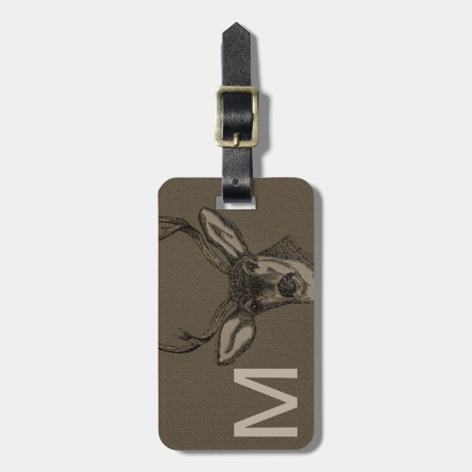 Rustikales Leinwand-Blick-Rotwild-Kopf-Muster Gepäckanhänger (Vorderseite vertikal)