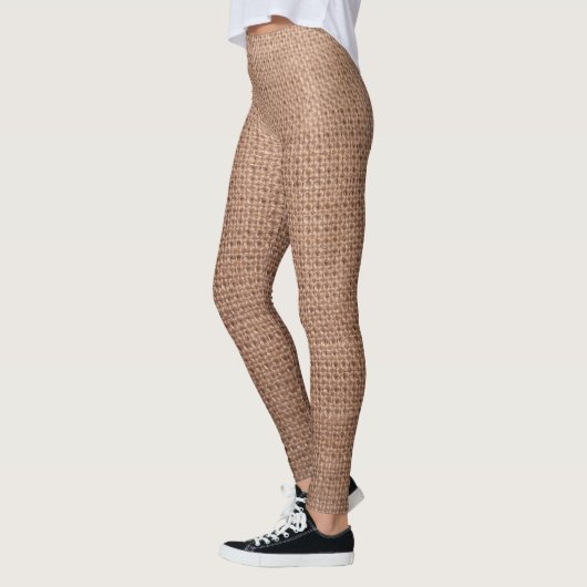 Rustikales Leinwand-Druck-Muster Leggings (Links)