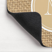 Rustikales Leinwand-Hintergrund-Monogramm Mousepad (Ecke)