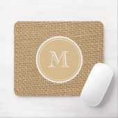 Rustikales Leinwand-Hintergrund-Monogramm Mousepad (Mit Mouse)