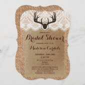 Rustikales Leinwand-Rotwild-Geweih-Brautparty lädt Einladung (Vorne/Hinten)