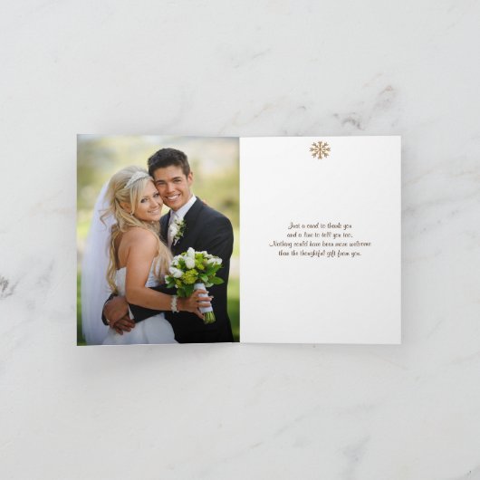 Rustikales Leinwand-Schneeflocke-Rotwild FOTO Dankeskarte (Innenseite)