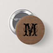 Rustikales Leinwand-Schwarz-Monogramm - Shabby Button (Vorne & Hinten)