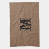 Rustikales Leinwand-Schwarz-Monogramm - Shabby Handtuch (Vertikal)