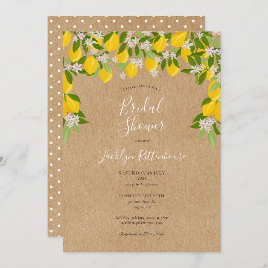 Rustikales Lemon Blossom Grünes Brautparty Einladung (Vorne/Hinten)