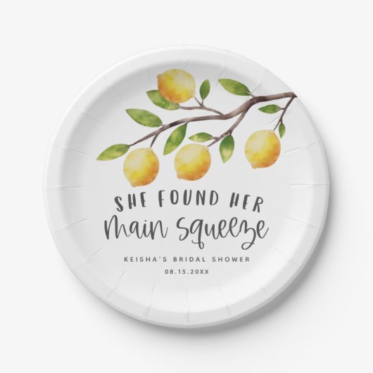 Rustikales Lemon Brautparty Pappteller (Vorderseite)