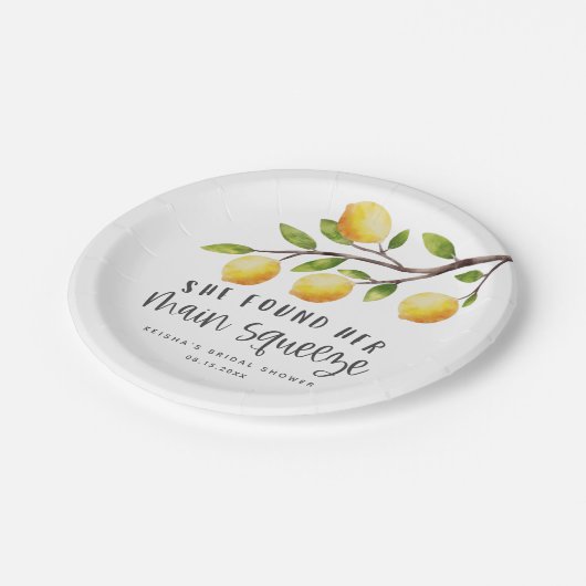 Rustikales Lemon Brautparty Pappteller (Schrägansicht)