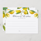 Rustikales Lemon Brautparty - Ratschläge und Wünsc Hinweiskarte (Vorne/Hinten)