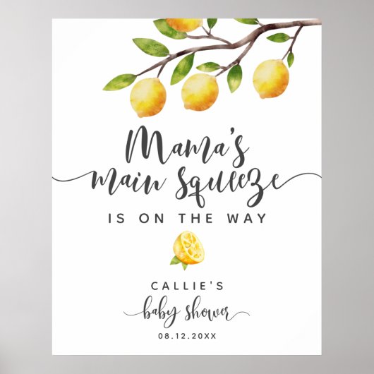 Rustikales Lemon Summer Baby Dusche Begrüßungszeic Poster (Vorne)