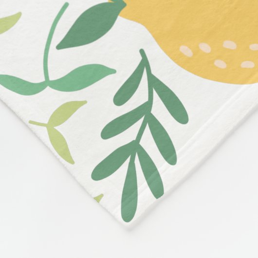 Rustikales Lemon Yellow Summer Tropical Blätter Mu Fleecedecke (Ecke)