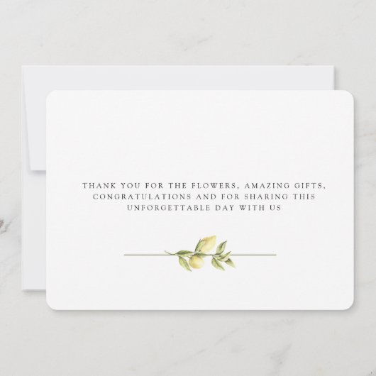 Rustikales Lemongras Hochzeit ElegantDanke Karte (Rückseite)