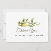 Rustikales Lemongras Hochzeit ElegantDanke Karte (Vorderseite)