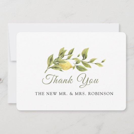 Rustikales Lemongras Hochzeit ElegantDanke Karte (Vorderseite)