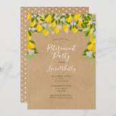 Rustikales Lemons Blossom Greenery Retirement Part Einladung (Vorne/Hinten)