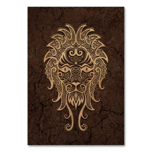 Rustikales Leo Zodiac-Zeichen auf Stone-Effekt Tischnummer (Vorderseite)