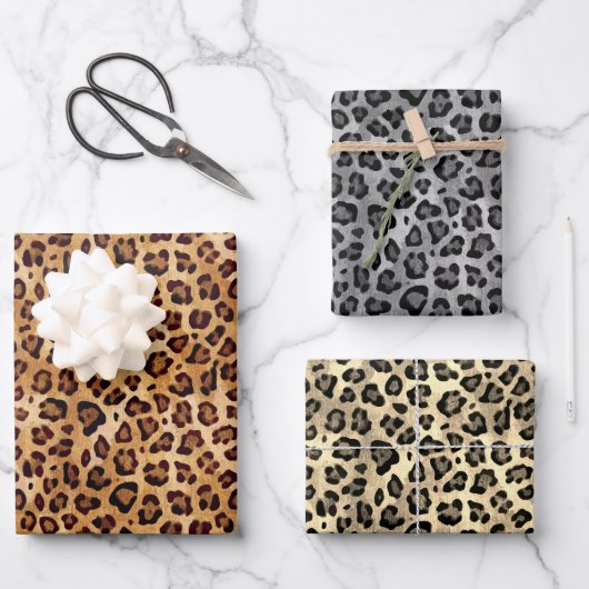 Rustikales Leopard-Papier Geschenkpapier Set (Vorderseite)