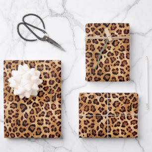 Rustikales Leopard-Papier Geschenkpapier Set