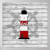 Rustikales Leuchtturm auf grauem, gewittertem Holz Poster (Vorne)