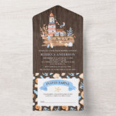 Rustikales Leuchtturm Wood Baby Dusche All In One Einladung (Innen Boden)