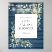 Rustikales Licht Grünes Brautparty Begrüßungszeich Poster (Vorne)