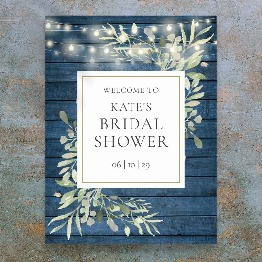 Rustikales Licht Grünes Brautparty Begrüßungszeich Poster