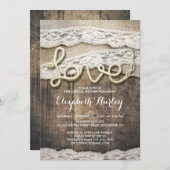 Rustikales Liebe Rope Burlap Lace Brautparty Einladung (Vorne/Hinten)